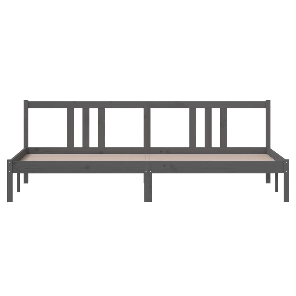 Bed Frame | Grey | Solid Pinewood | 200x200 cm | Bed Frame | Rectangular