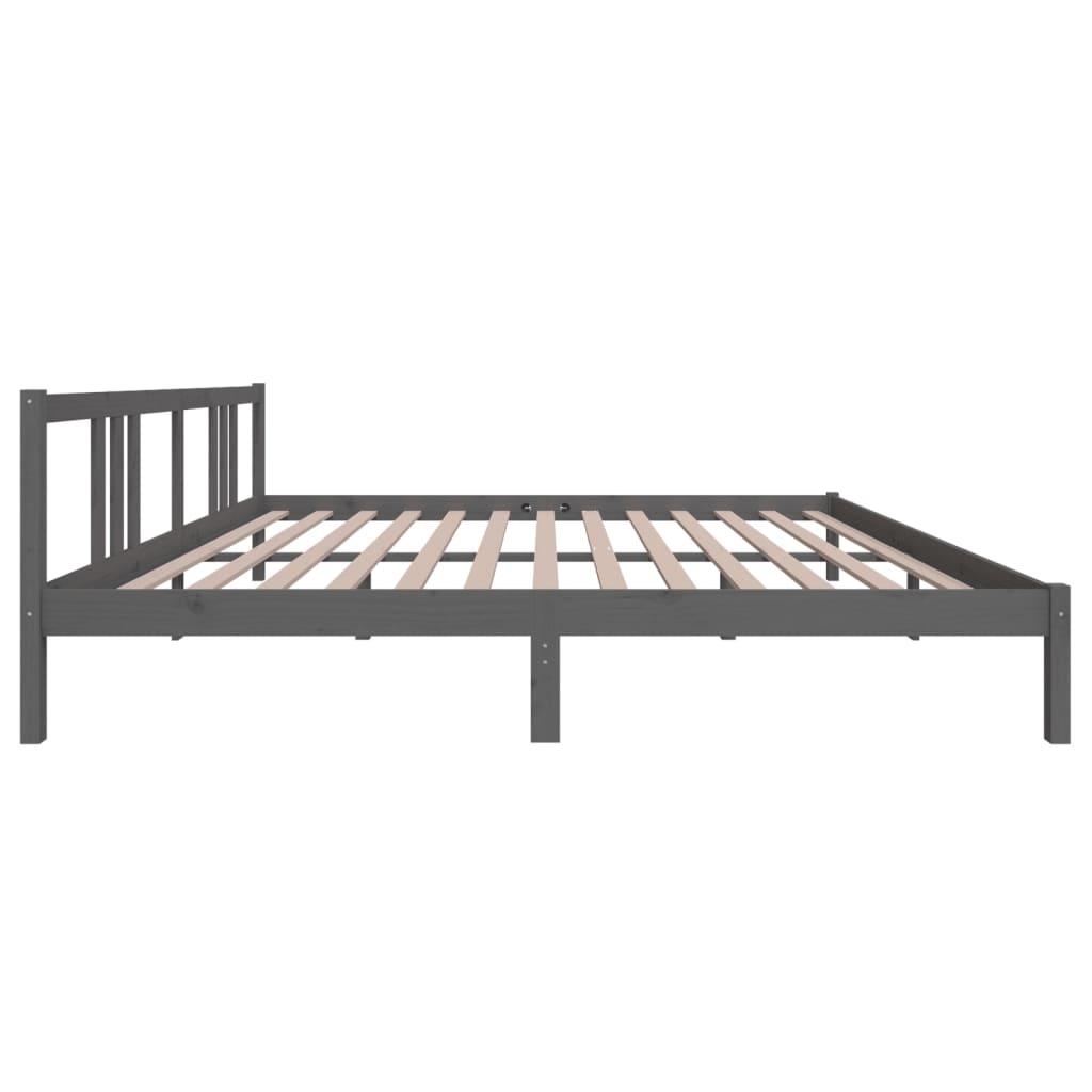 Bed Frame | Grey | Solid Pinewood | 200x200 cm | Bed Frame | Rectangular