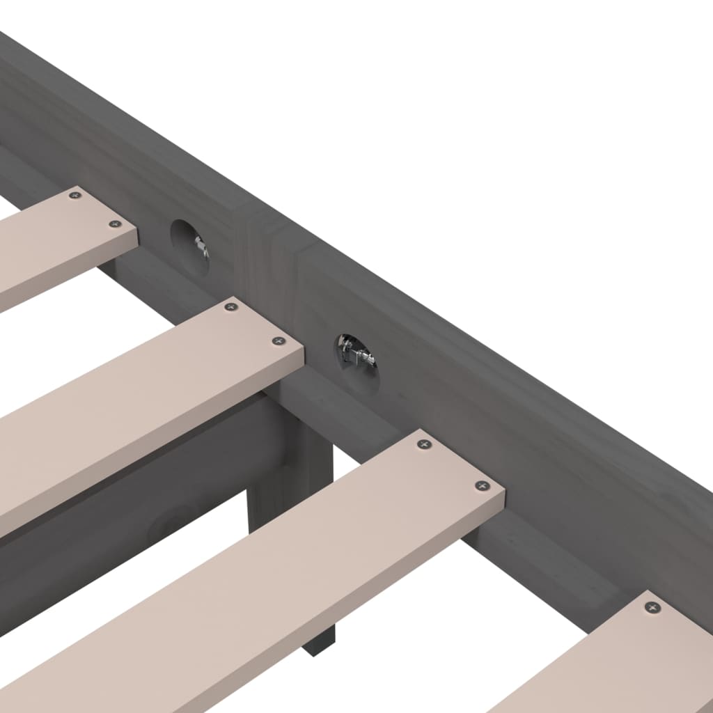 Bed Frame | Grey | Solid Pinewood | 200x200 cm | Bed Frame | Rectangular