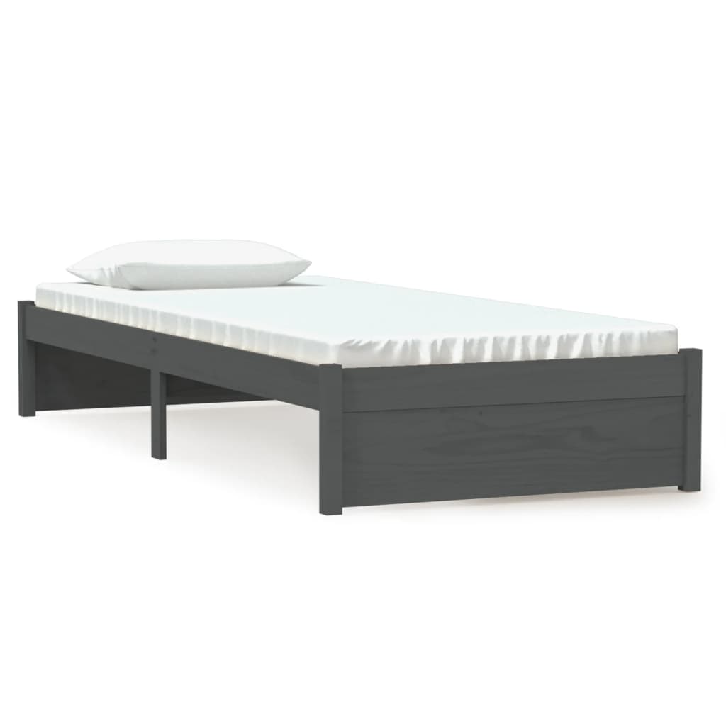 vidaXL Bed Frame without Mattress Grey Solid Wood 75x190 cm Small Single Small Single