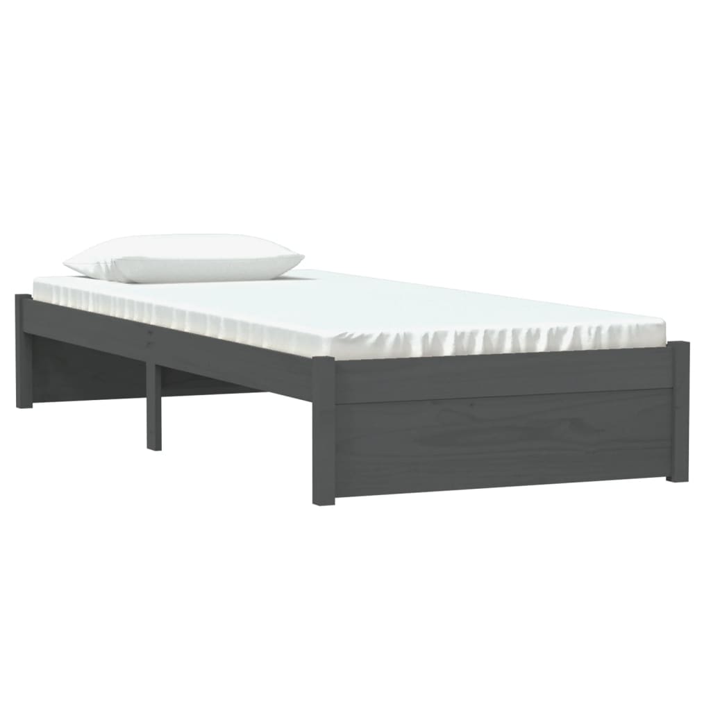 vidaXL Bed Frame without Mattress Grey Solid Wood 75x190 cm Small Single Small Single