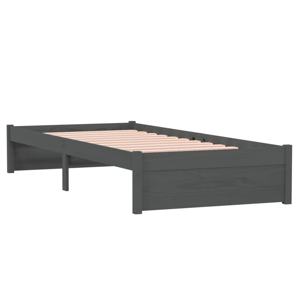 vidaXL Bed Frame without Mattress Grey Solid Wood 75x190 cm Small Single Small Single