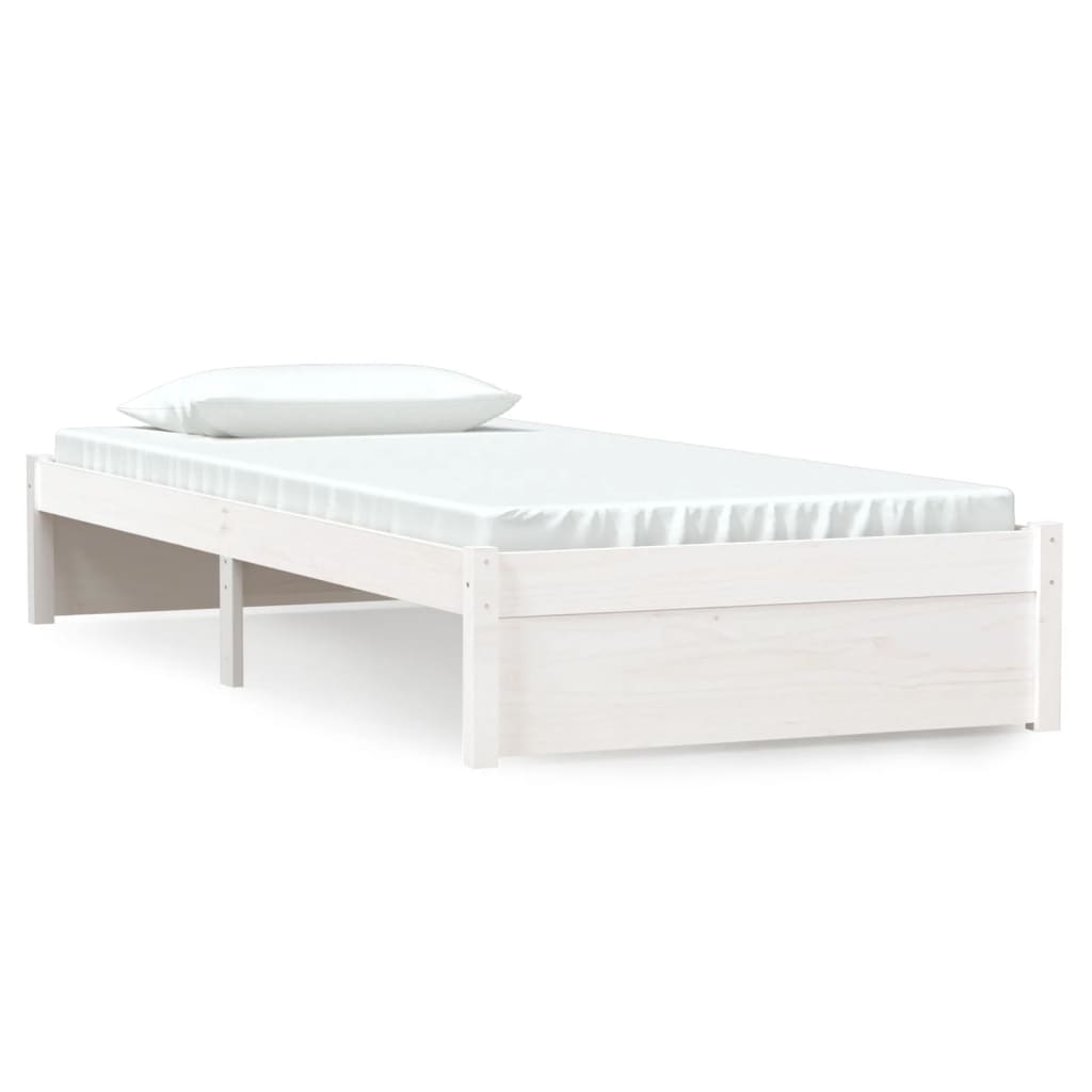 vidaXL Bed Frame without Mattress White Solid Wood 90x190 cm Single Single