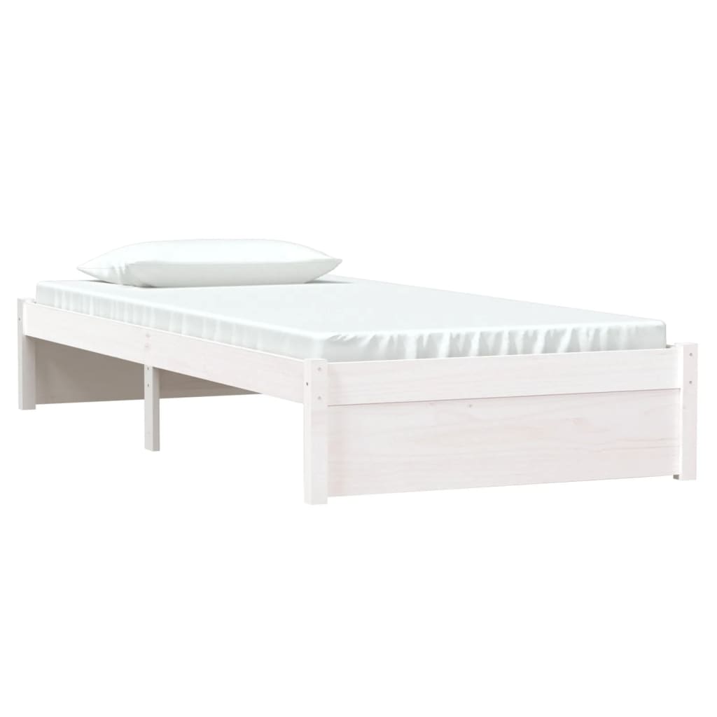 vidaXL Bed Frame without Mattress White Solid Wood 90x190 cm Single Single