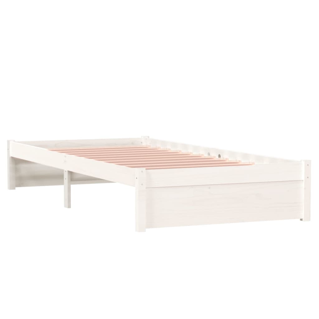 vidaXL Bed Frame without Mattress White Solid Wood 90x190 cm Single Single