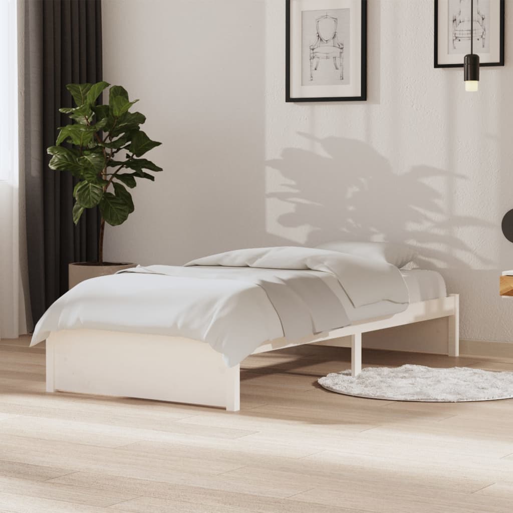 vidaXL Bed Frame without Mattress White Solid Wood 90x190 cm Single Single