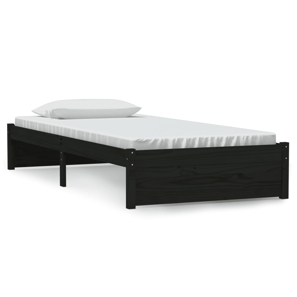 vidaXL Bed Frame without Mattress Black Solid Wood 90x190 cm Single Single