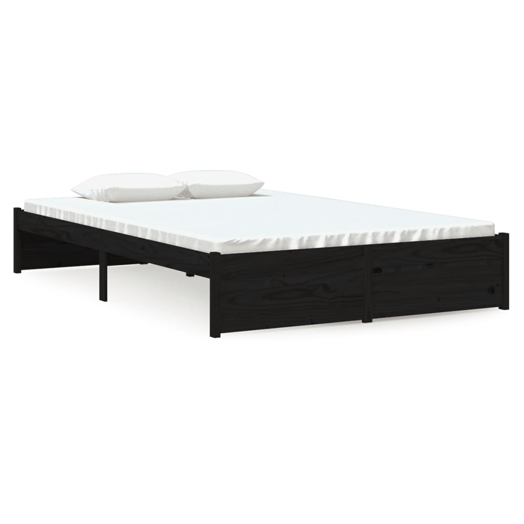 vidaXL Bed Frame without Mattress Black Solid Wood 120x190 cm Small Double