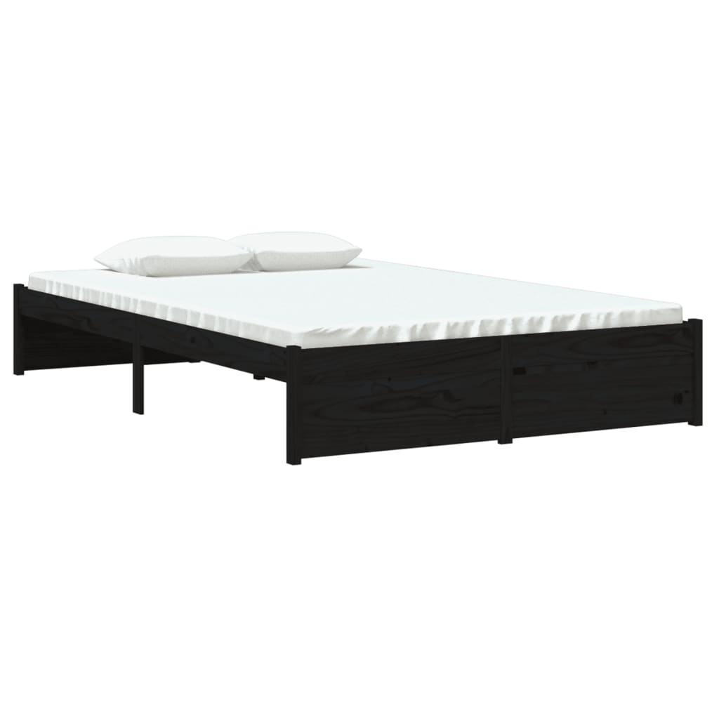 vidaXL Bed Frame without Mattress Black Solid Wood 120x190 cm Small Double