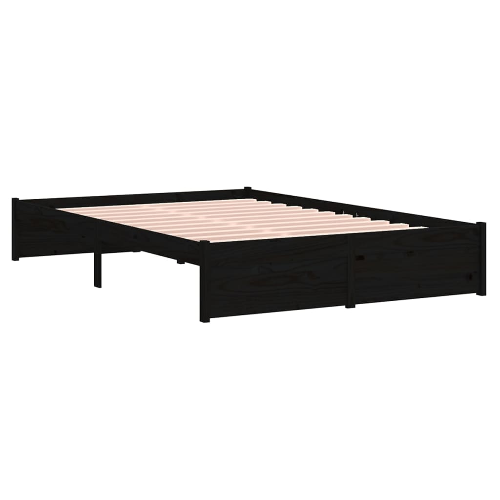 vidaXL Bed Frame without Mattress Black Solid Wood 120x190 cm Small Double