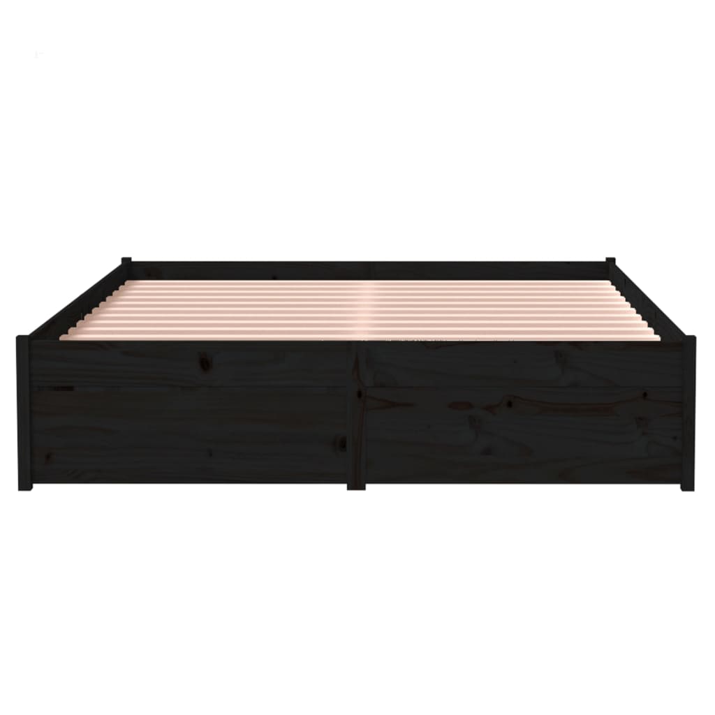 vidaXL Bed Frame without Mattress Black Solid Wood 120x190 cm Small Double