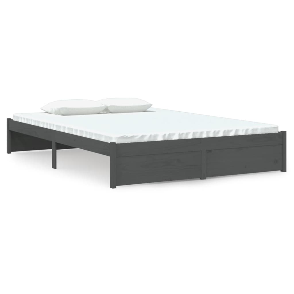 vidaXL Bed Frame without Mattress Grey Solid Wood 140x190 cm