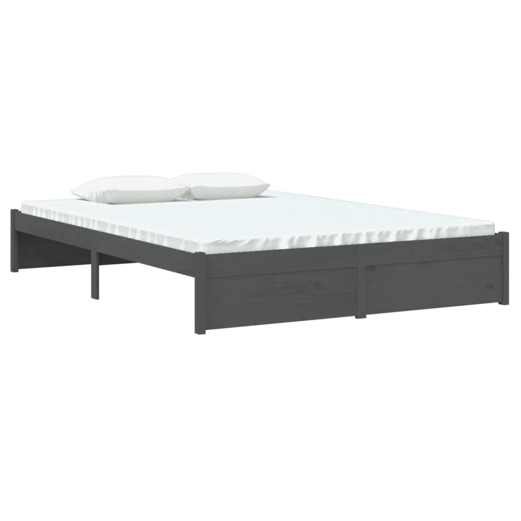 vidaXL Bed Frame without Mattress Grey Solid Wood 140x190 cm