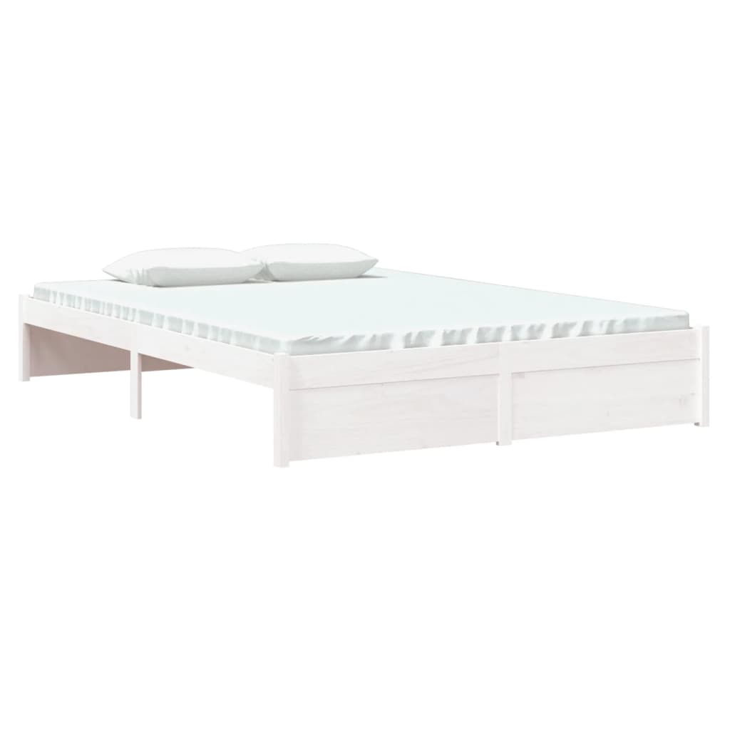 vidaXL Bed Frame without Mattress White Solid Wood 140x200 cm