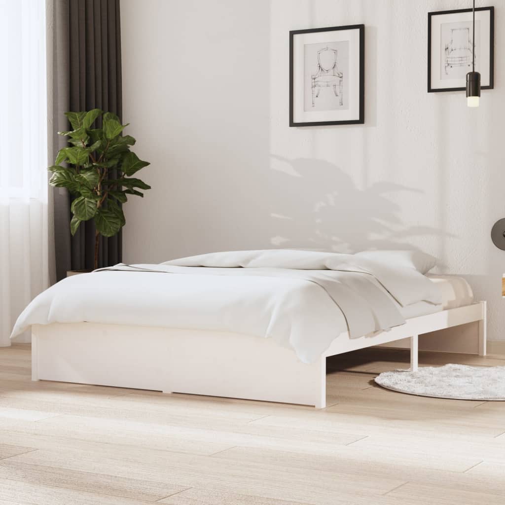 vidaXL Bed Frame without Mattress White Solid Wood 140x200 cm