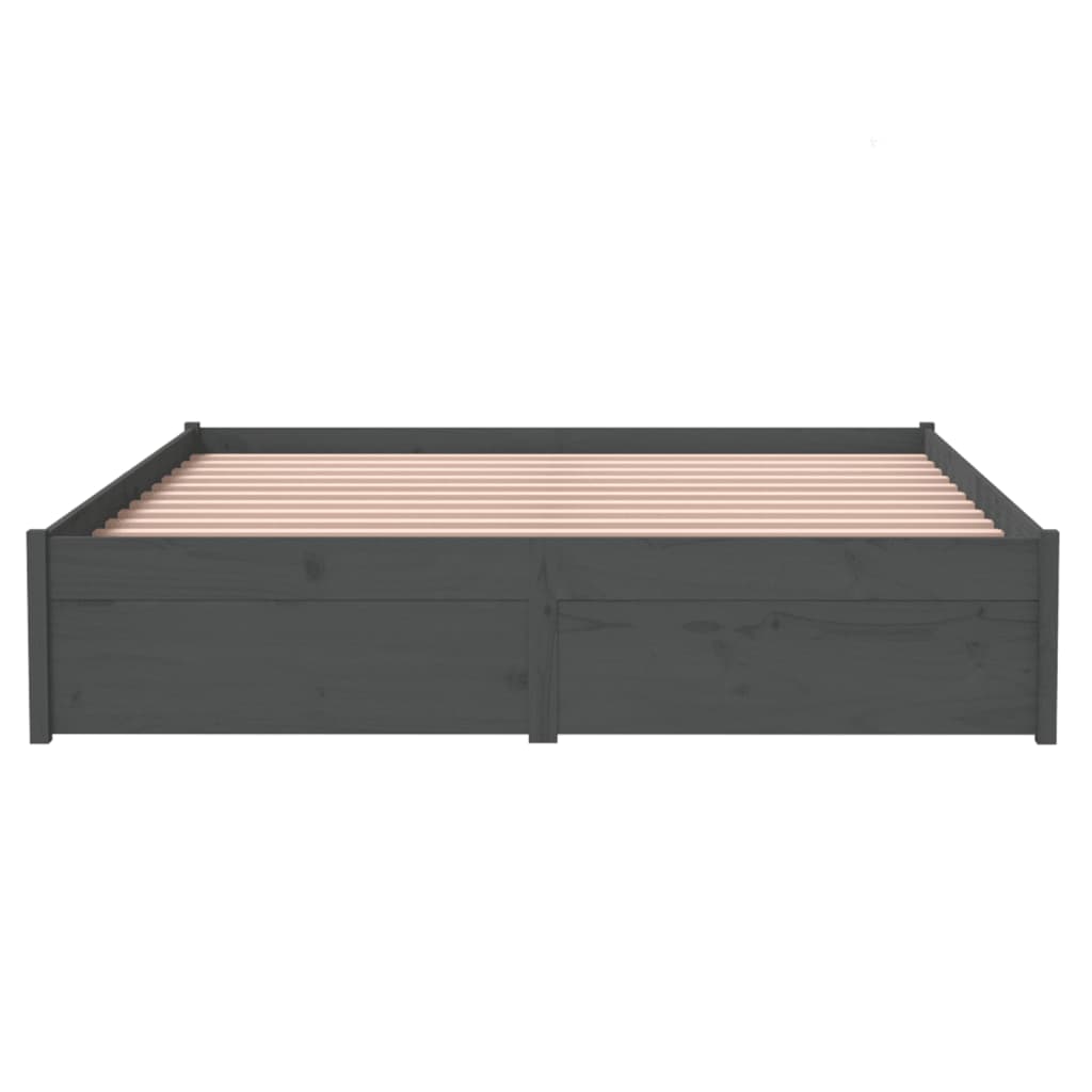 Bed Frame without Mattress Grey Solid Wood 140x200 cm