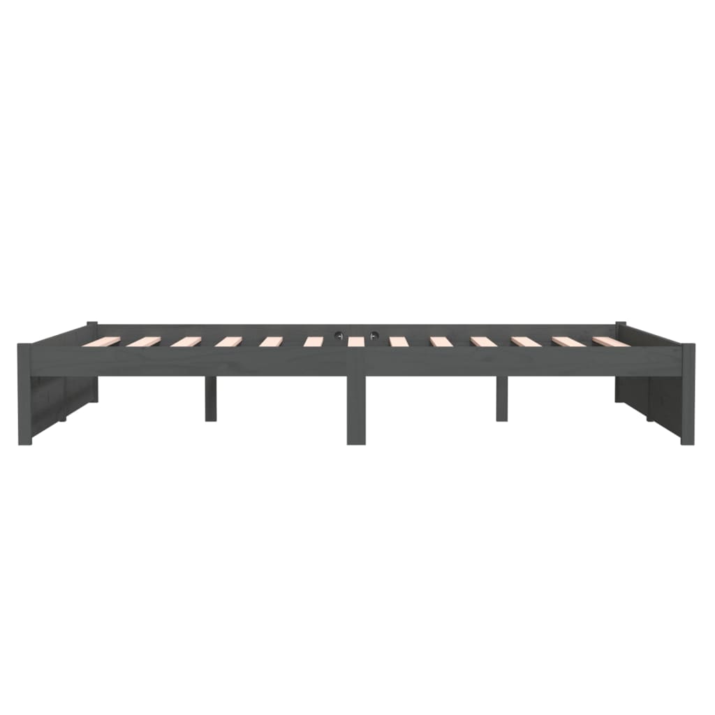Bed Frame without Mattress Grey Solid Wood 140x200 cm