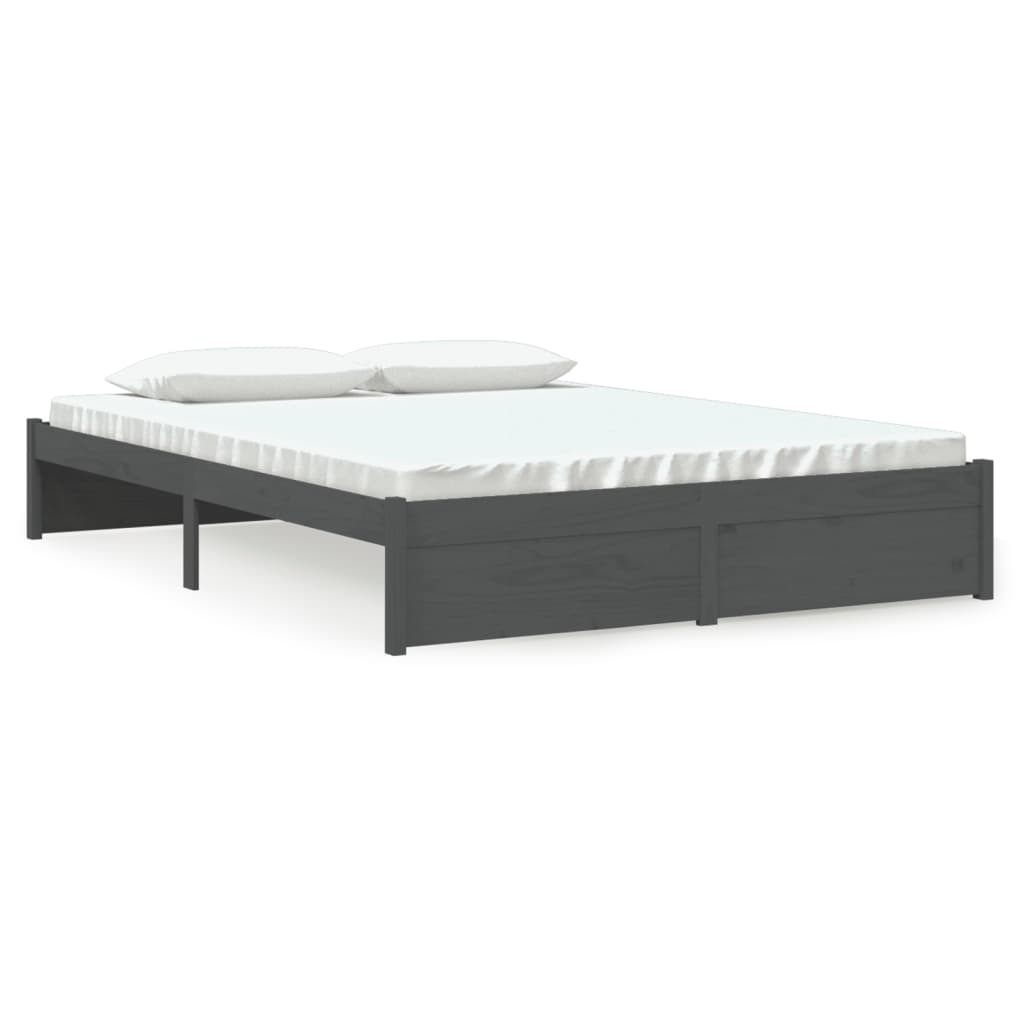 vidaXL Bed Frame without Mattress Grey Solid Wood 150x200 cm King Size King Size