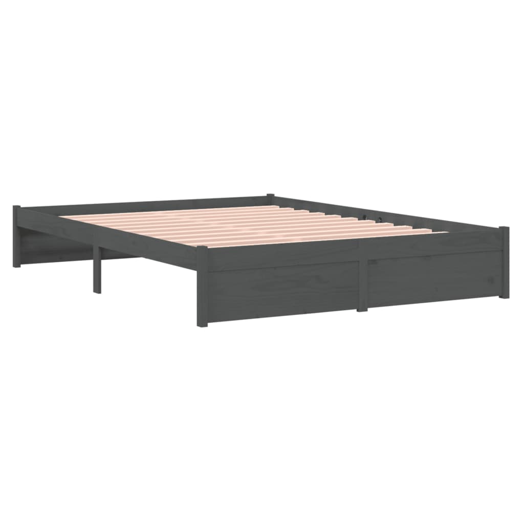 vidaXL Bed Frame without Mattress Grey Solid Wood 150x200 cm King Size King Size