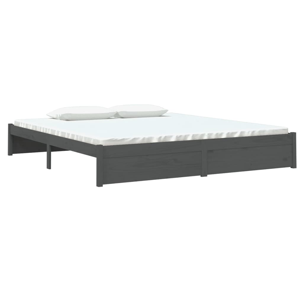 vidaXL Bed Frame without Mattress Grey Solid Wood 180x200 cm Super King