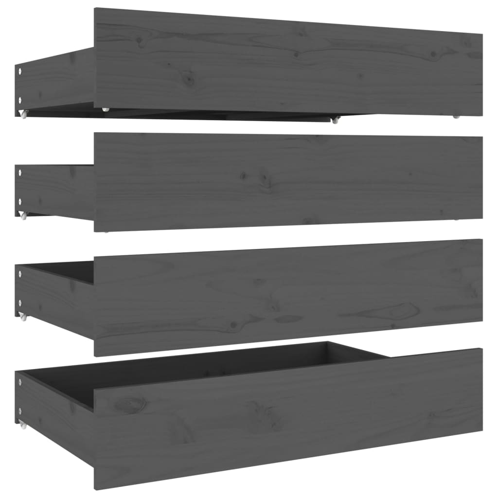 vidaXL Bed Drawers 4 pcs Grey Solid Wood Pine