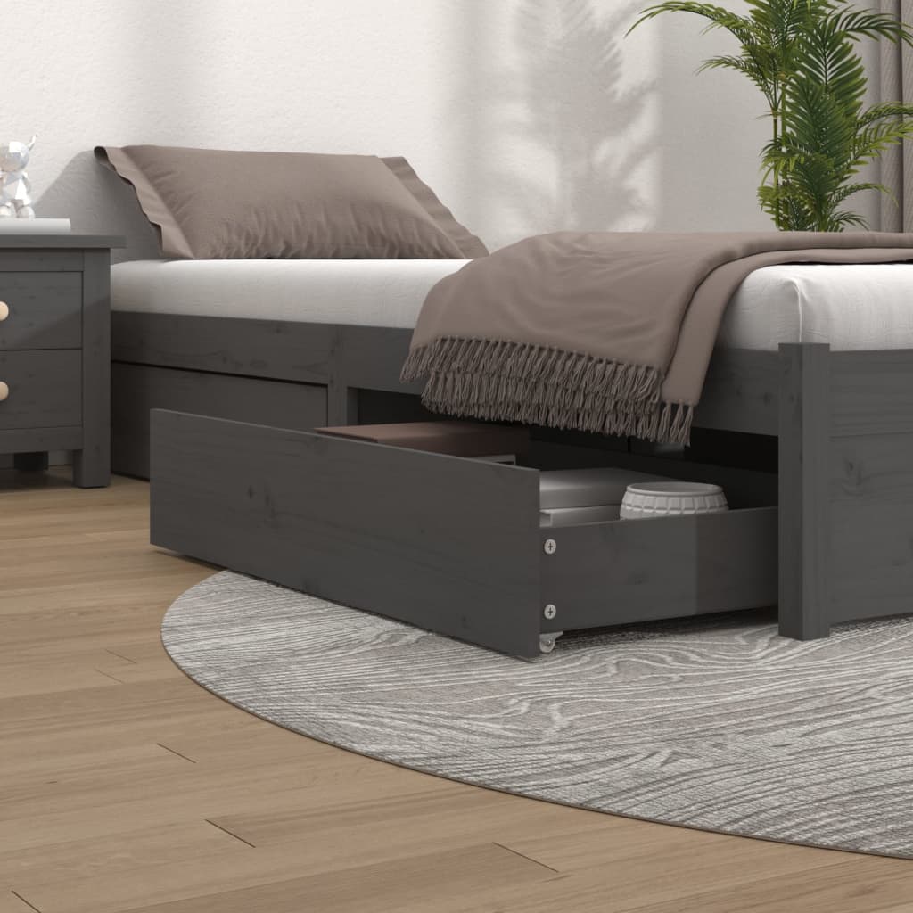 vidaXL Bed Drawers 4 pcs Grey Solid Wood Pine