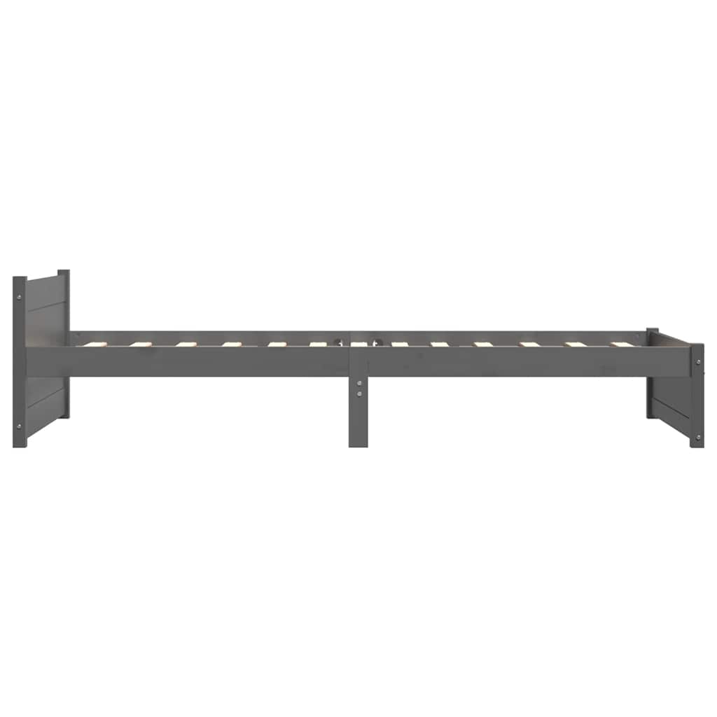 Bed Frame without Mattress Grey Solid Wood 75x190 cm Small Single Small Single