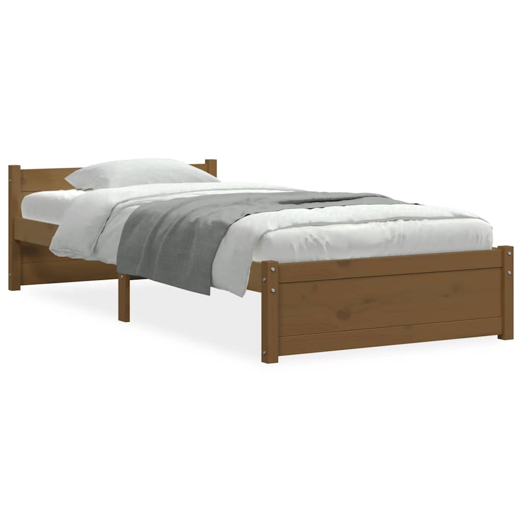 Bed Frame without Mattress Honey Brown Solid Wood 75x190 cm Small Single