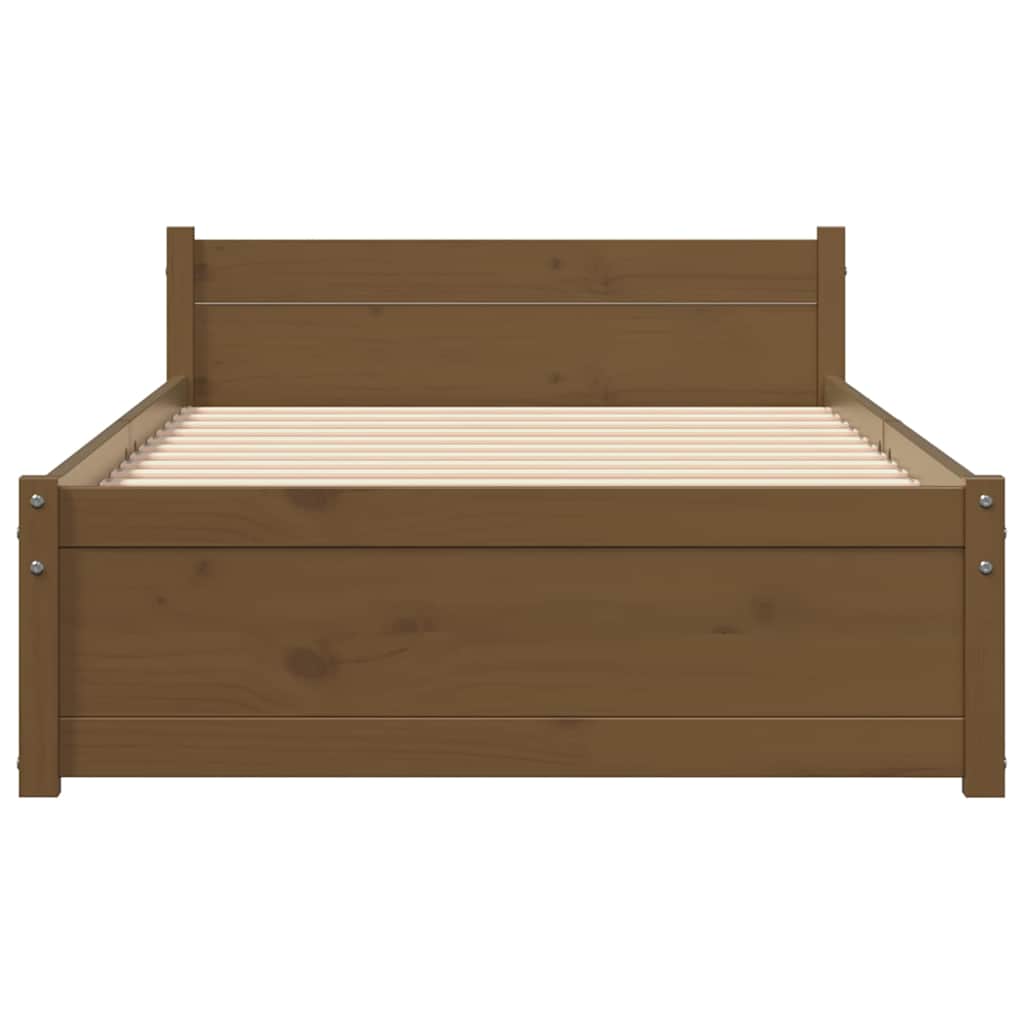 Bed Frame without Mattress Honey Brown Solid Wood 75x190 cm Small Single