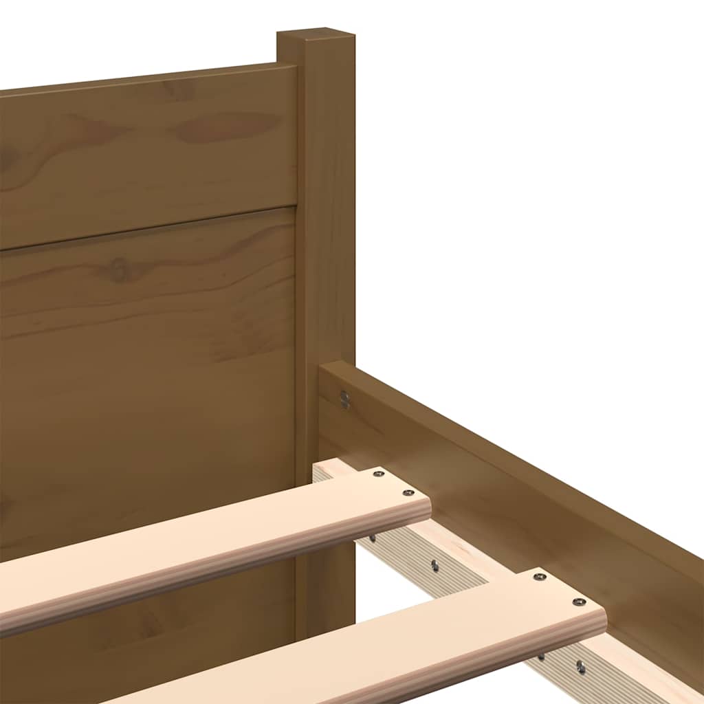 Bed Frame without Mattress Honey Brown Solid Wood 75x190 cm Small Single