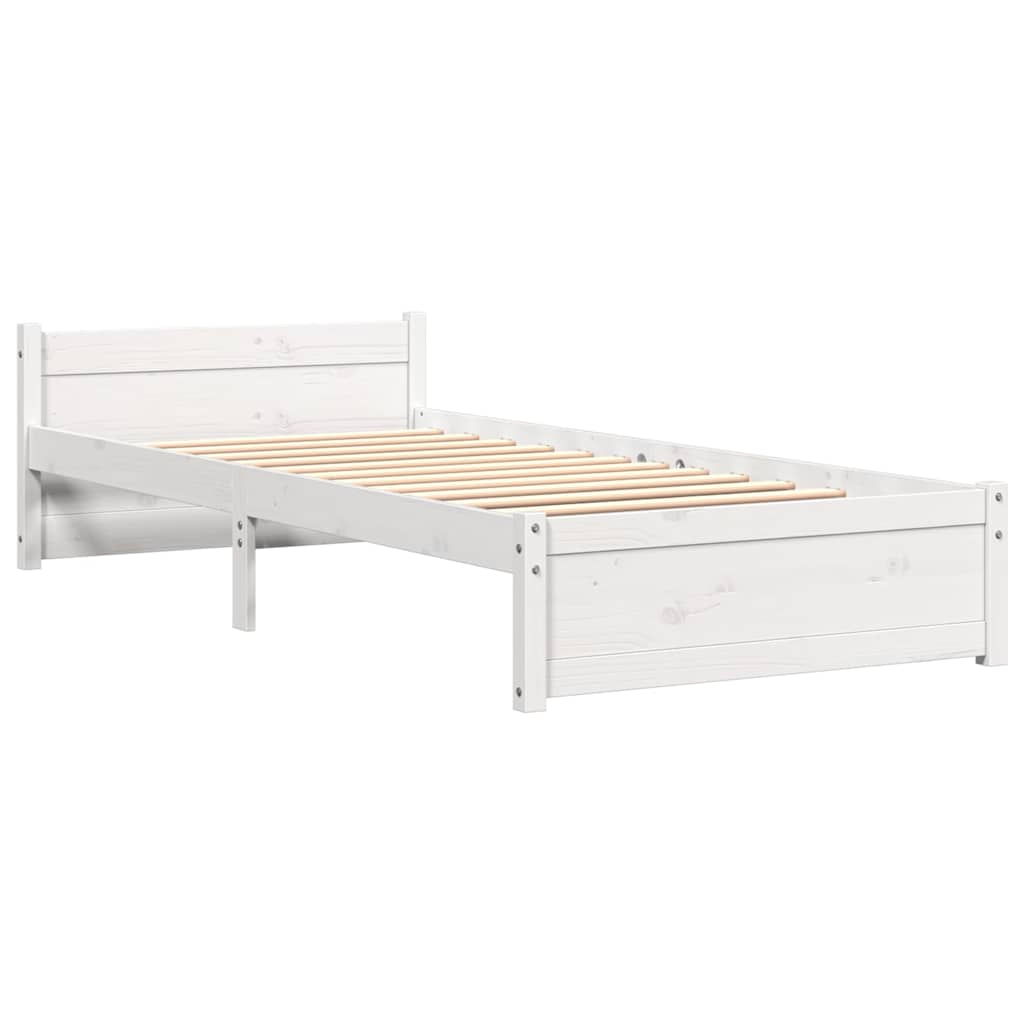 Bed Frame without Mattress White Solid Wood 90x190 cm Single Single