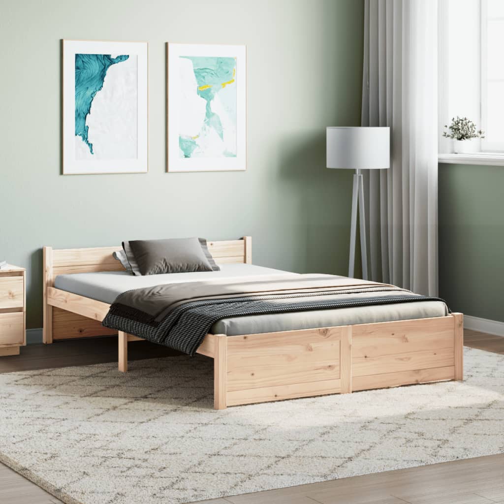 vidaXL Bed Frame without Mattress Solid Wood 120x190 cm Small Double Small Double