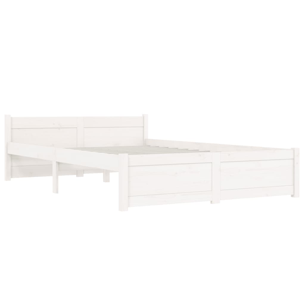 vidaXL Bed Frame without Mattress White Solid Wood 135x190 cm Double Double