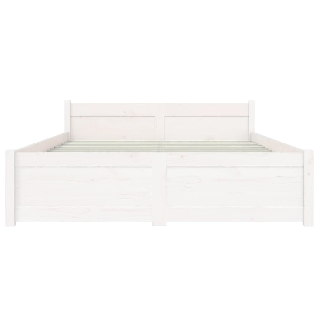 vidaXL Bed Frame without Mattress White Solid Wood 135x190 cm Double Double