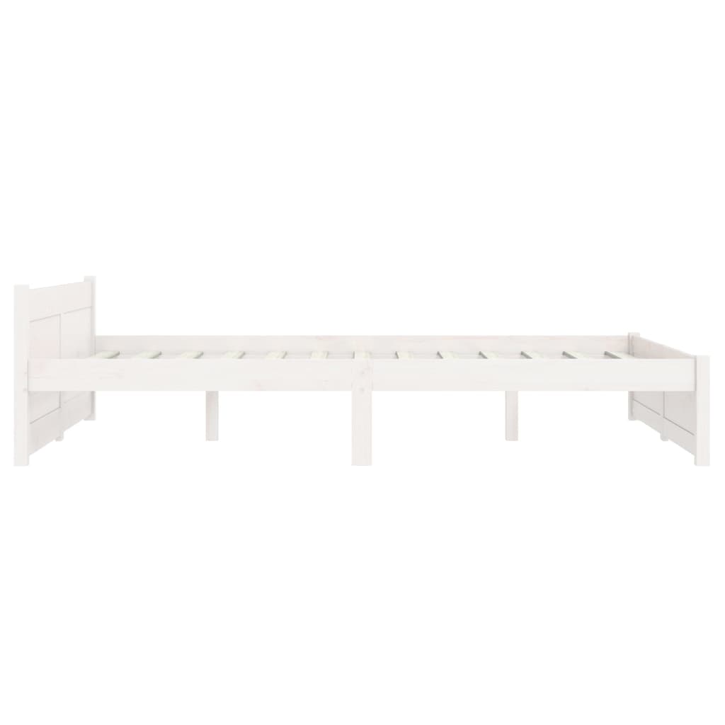 vidaXL Bed Frame without Mattress White Solid Wood 135x190 cm Double Double