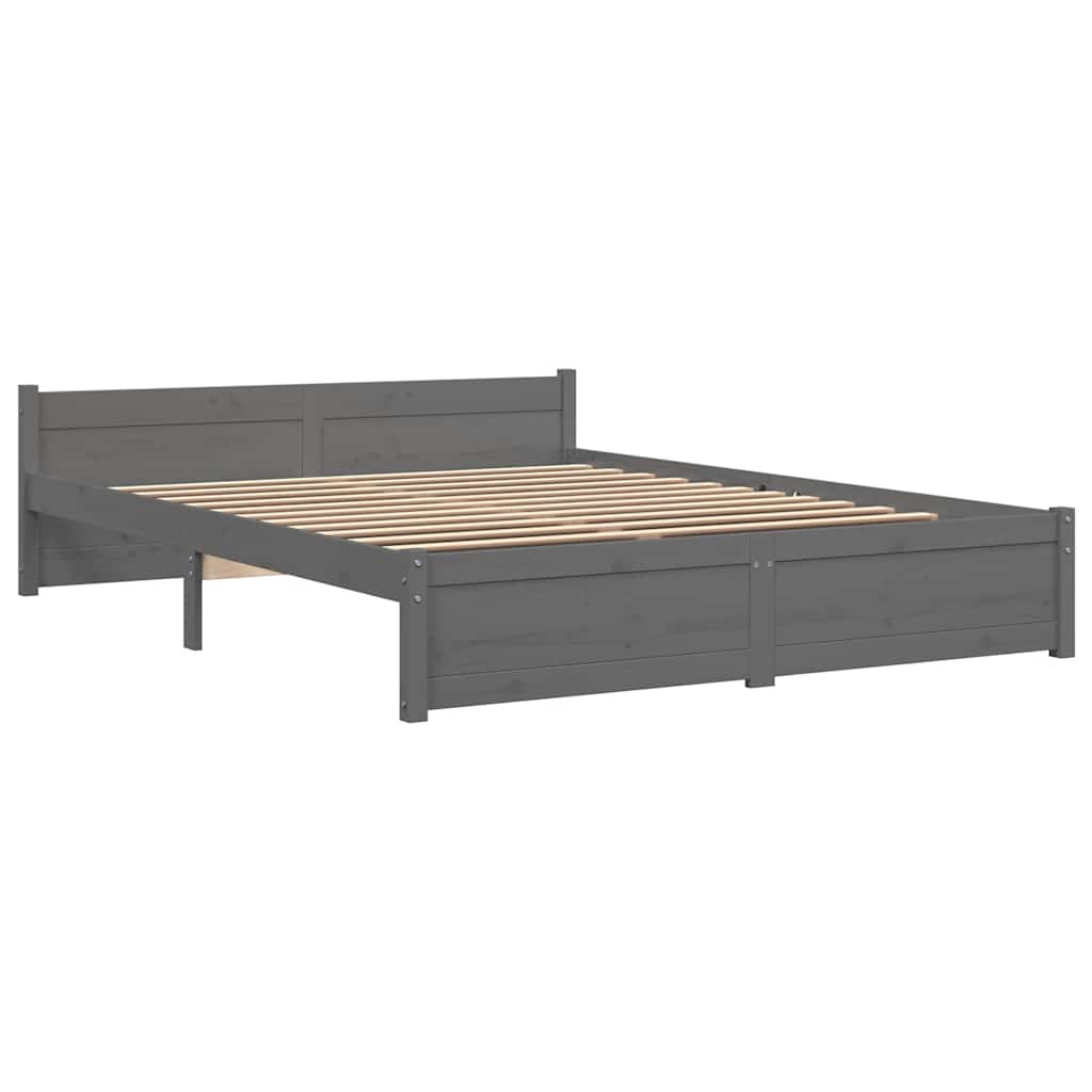 Bed Frame without Mattress Grey Solid Wood 135x190 cm Double Double