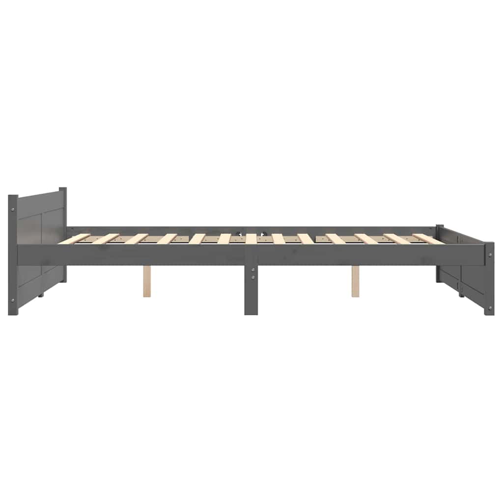 Bed Frame without Mattress Grey Solid Wood 135x190 cm Double Double