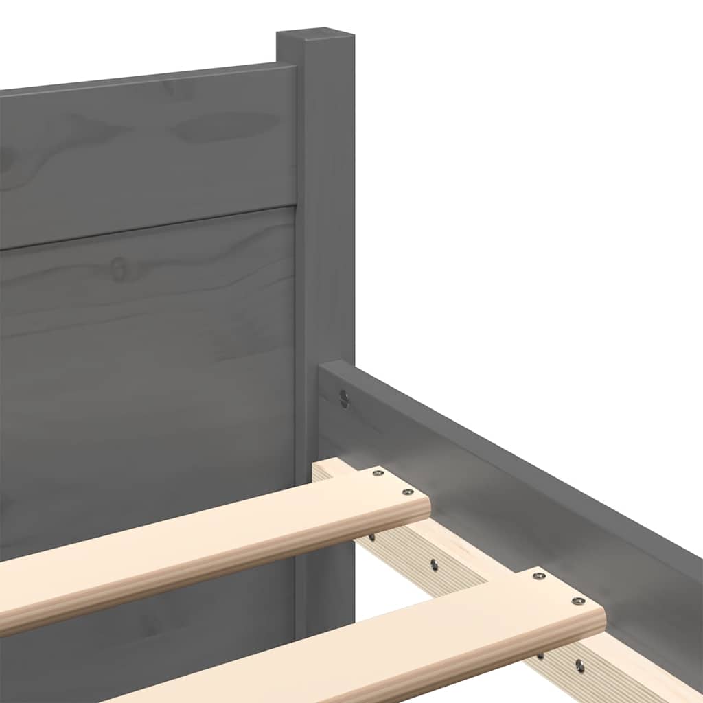 Bed Frame without Mattress Grey Solid Wood 135x190 cm Double Double