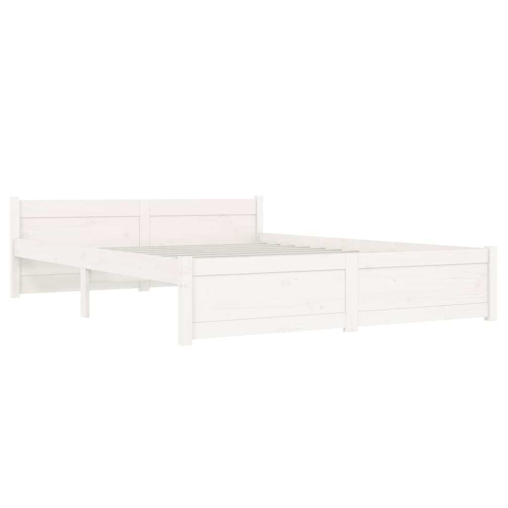 vidaXL Bed Frame without Mattress White Solid Wood 140x190 cm