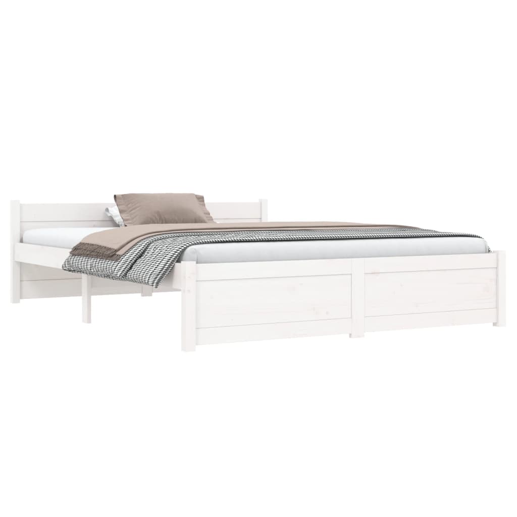 vidaXL Bed Frame without Mattress White Solid Wood 140x190 cm