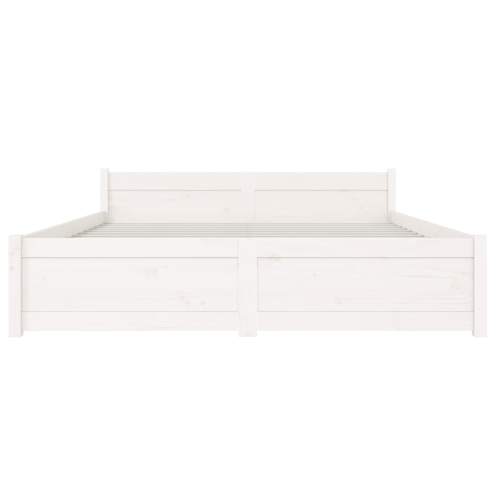 vidaXL Bed Frame without Mattress White Solid Wood 140x190 cm