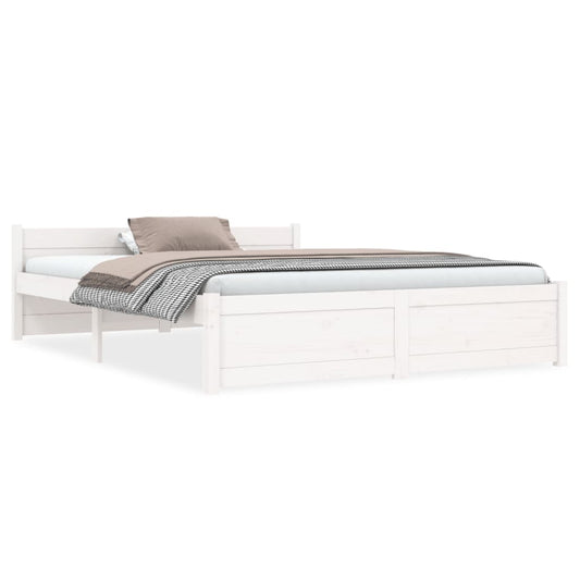 vidaXL Bed Frame without Mattress White Solid Wood 140x190 cm