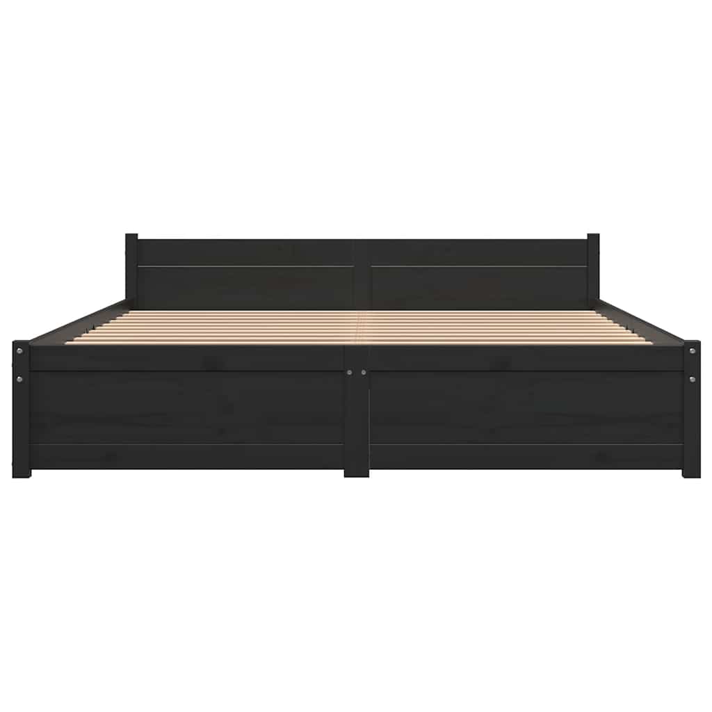 Bed Frame without Mattress Black Solid Wood 140x190 cm