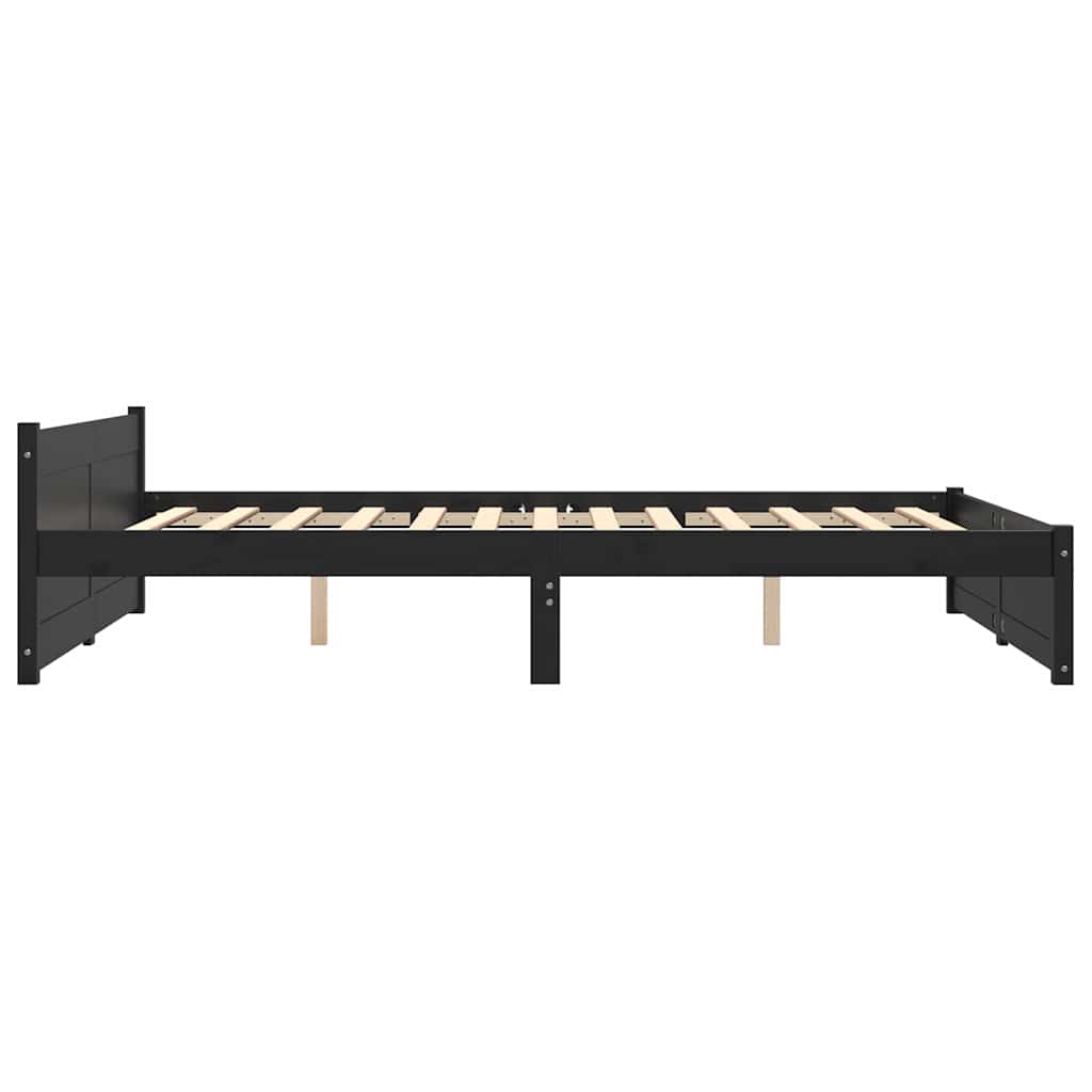 Bed Frame without Mattress Black Solid Wood 140x190 cm