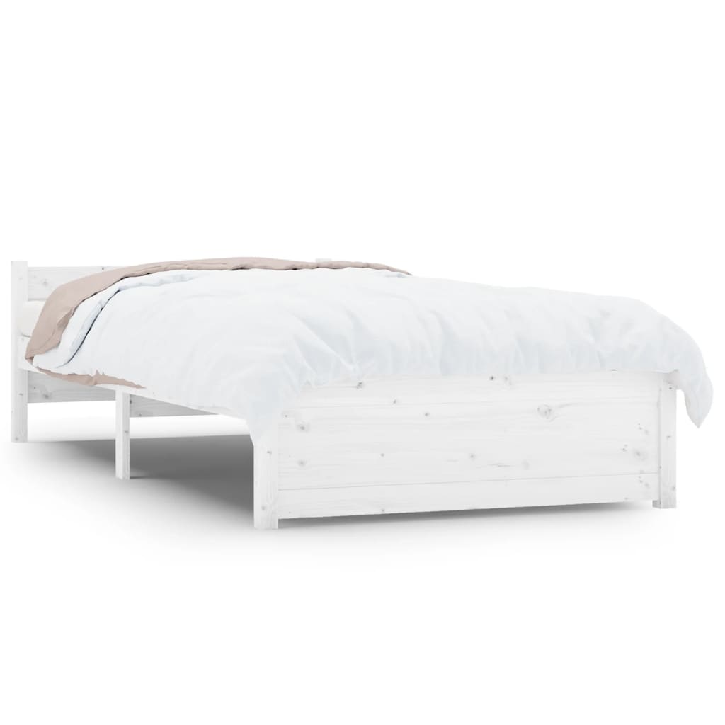 vidaXL Bed Frame without Mattress White Solid Wood 90x200 cm