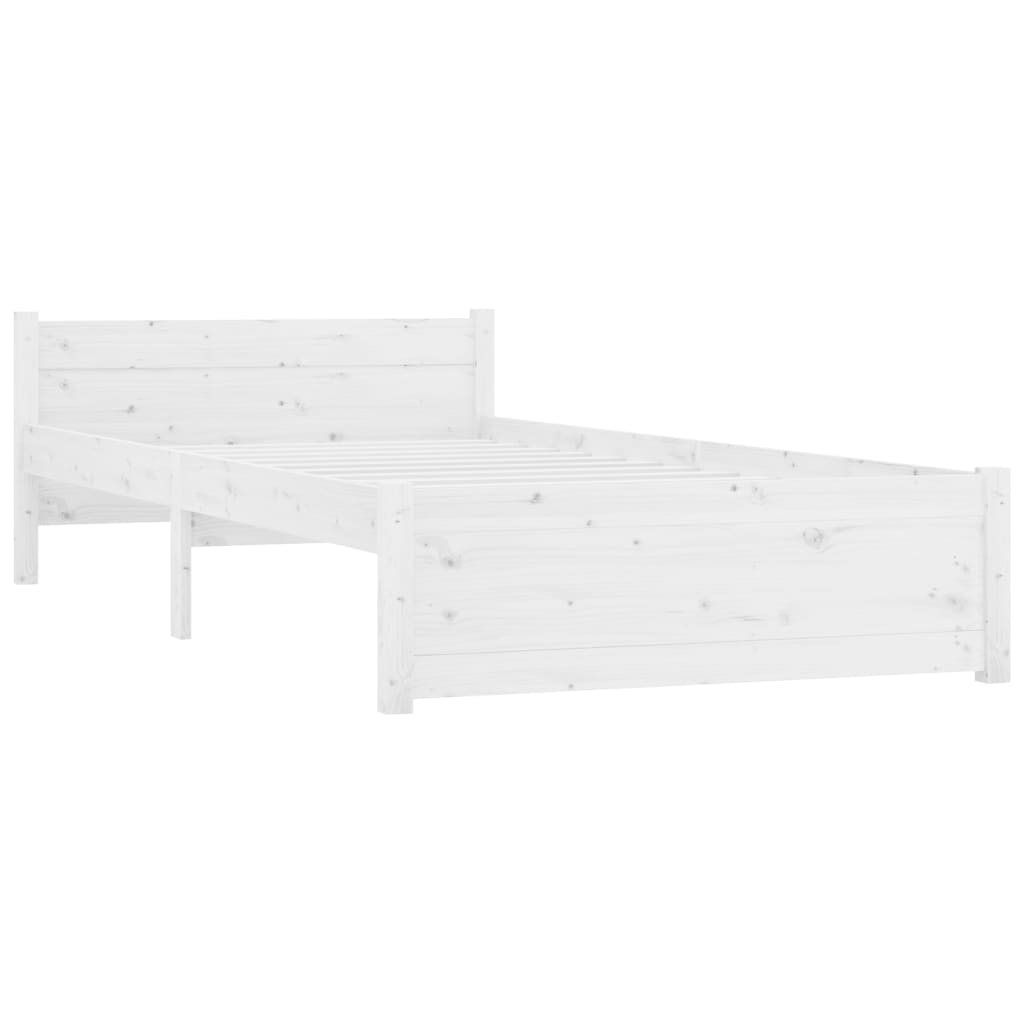 vidaXL Bed Frame without Mattress White Solid Wood 90x200 cm