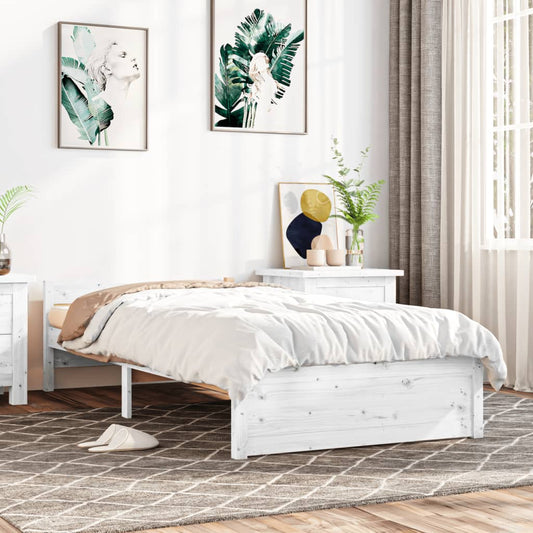 vidaXL Bed Frame without Mattress White Solid Wood 90x200 cm