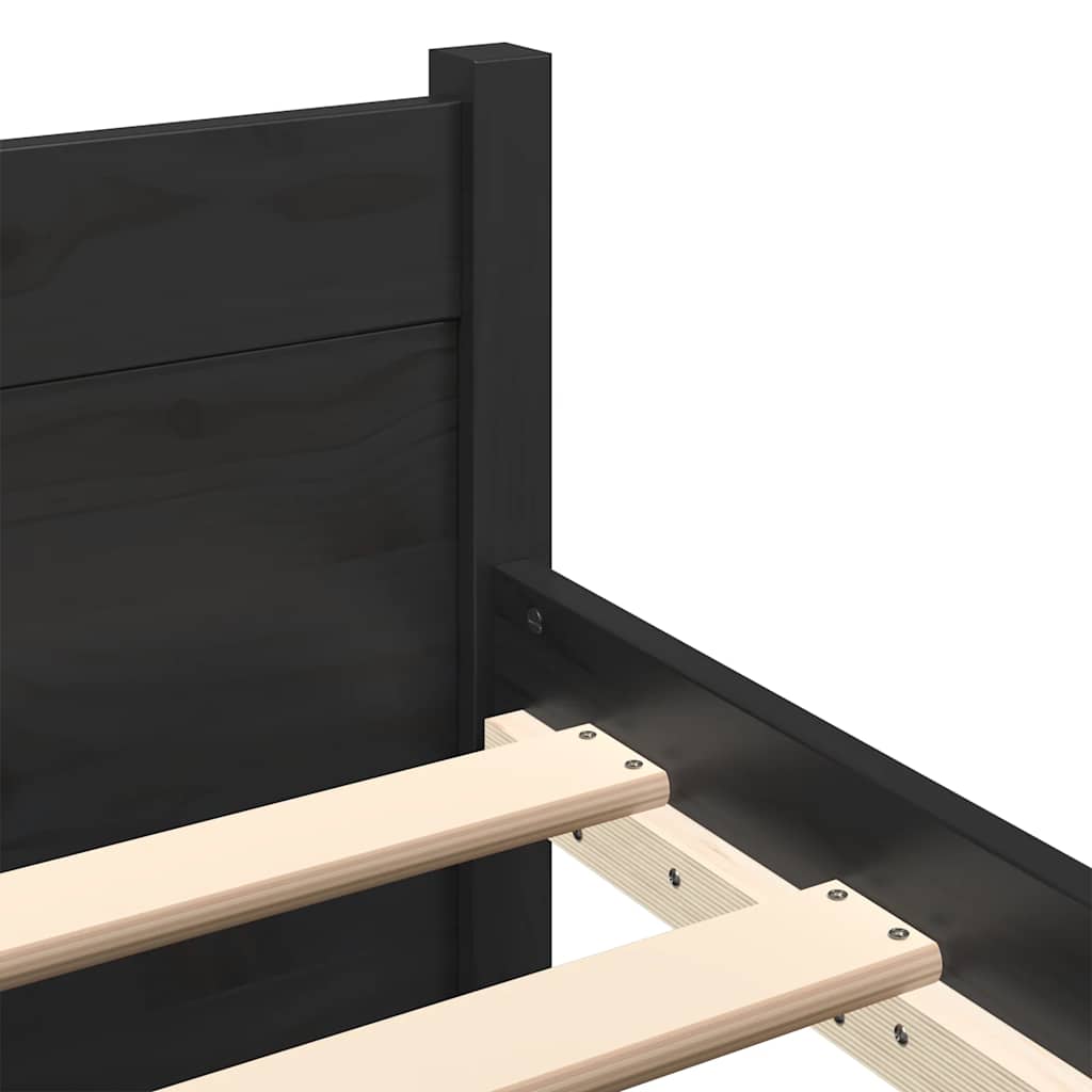Bed Frame without Mattress Black Solid Wood 90x200 cm