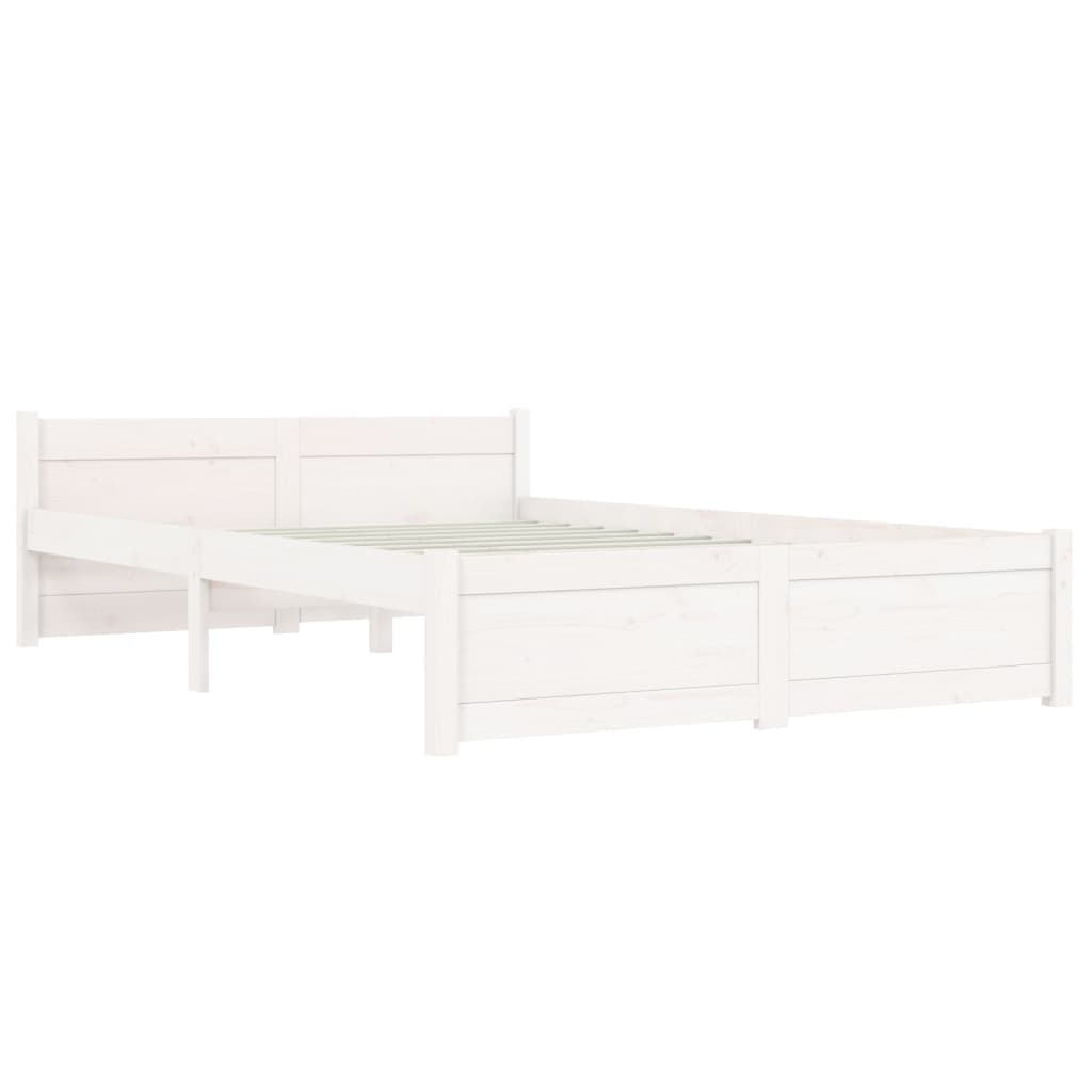 vidaXL Bed Frame without Mattress White Solid Wood 120x200 cm