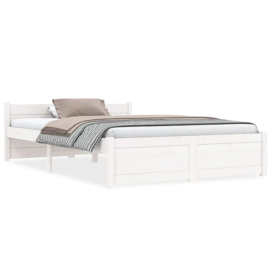 vidaXL Bed Frame without Mattress White Solid Wood 120x200 cm